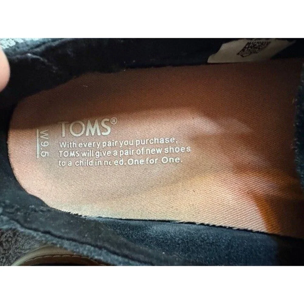 TOMS Sunset Women’s Black Loafer‎ Suede Leather Slip On Comfort Shoes Size 9.5